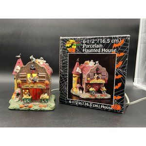 Halloween Harvest Scare Crow Stuffery Porcelain Lighted House